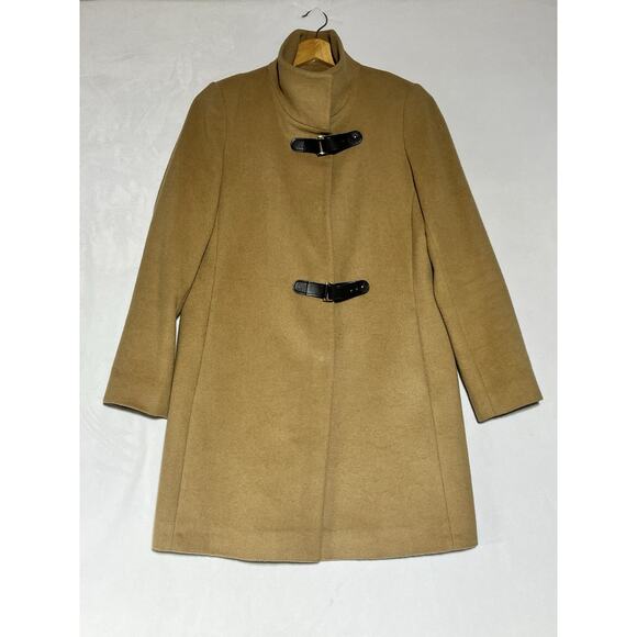 Lauren Ralph Lauren Wool Blend Walker Coat Womens Camel Tan Buckle Career - Picture 1 of 13
